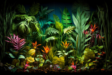 Fototapeta premium abstract green leaf texture, tropical leaf foliage nature dark green background