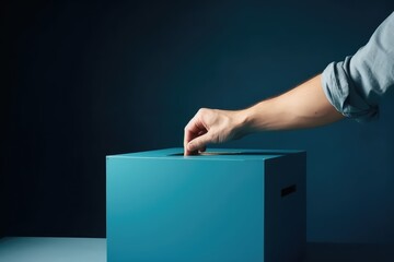 Man Voter Putting Ballot Into Voting box, AI
