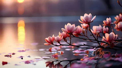 Foto op Aluminium Magnolias flower, Generative AI © kanesuan