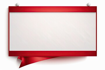 Blank sign with a red ribbon on a white background