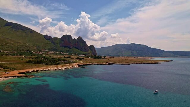 Aerial view of the coast of Macari, San Vito Lo Capo. Sicily Italy