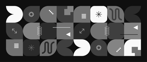 Geometric, monochrome and abstract background, inspired by Bauhaus, modernism, brutalism, minimalism, and Swiss style.