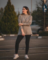 Portrait of a young model girl outdoor.