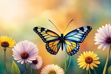 butterfly and flowers generated by I technology