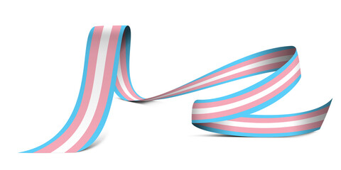 3d illustration Transgender flag on a fabric ribbon background. Freedom and love concept. Activism, community and freedom Concept.