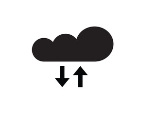 Flat download icon - cloud and arrows. Icon. Vector.