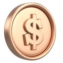 Dollar coin. 3D money. 3D illustration.