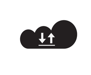 Flat download icon - cloud and arrows. Icon. Vector.