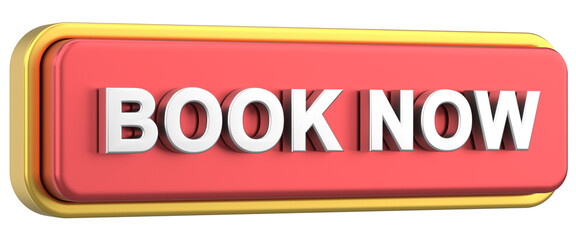 Book now button. 3D illustration.