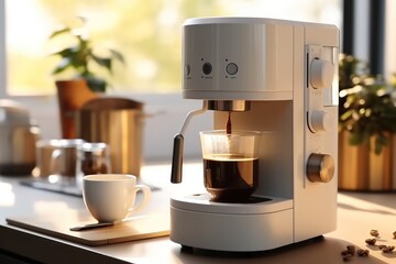 Coffee espresso machine in the modern kitchen.