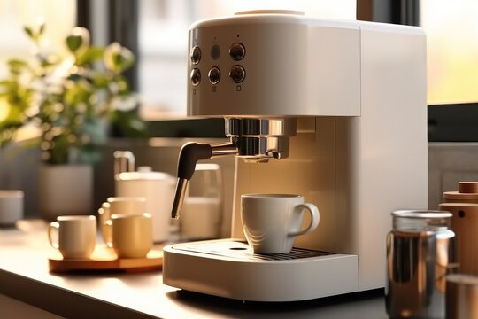Coffee espresso machine in the modern kitchen.