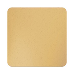 Beige square cardboard beer coster mockup. Empty bierdeckel sample isolated from background. Carton piece for branding and applying a logo under a hot cup or a wet glass.