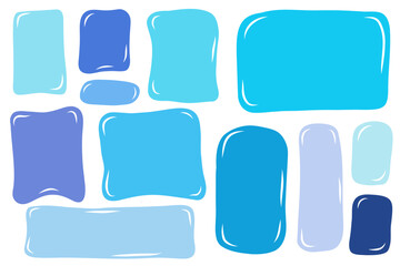 Minimalist quote poster set. Hand drawn quote blue color frames blank template collection. Isolated text box. Empty speech bubbles set. Stock vector illustration on white background.