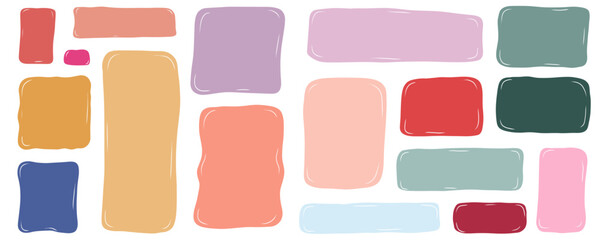 Handdrawn minimalist quote poster tex box spot set. Quote color frames blank template collection. Isolated text box. Empty speech bubbles set. Stock vector illustration on white background.