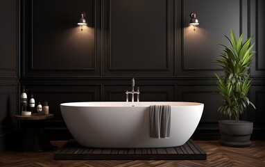 Fototapeta na wymiar luxury modern bathroom. AI
