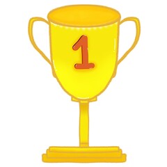 Gold trophy cup The image has a white background for illustration and decoration.