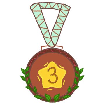Bronze medal The image has a white background for illustration and decoration.