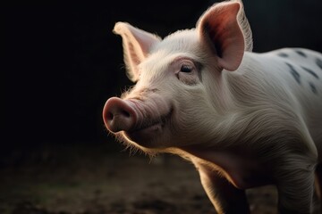 Pig with black background.
