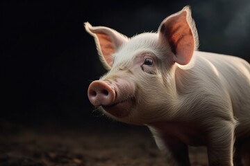 Pig with black background.