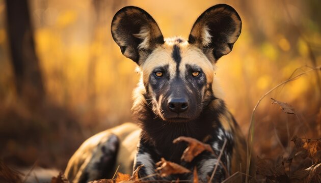 Photo of a curious wild dog in the wilderness