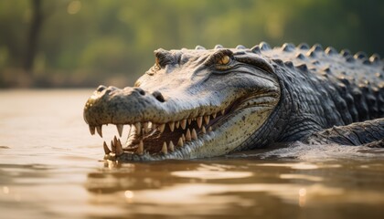 Obraz premium Photo of a alligator making direct eye contact