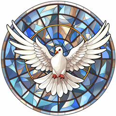 white dove stained glass window style
