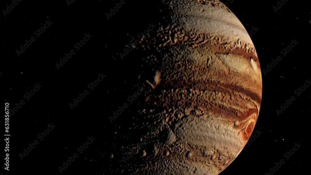 Wall mural 3d rendered animation of the planet jupiter isolated on the empty dark black space background