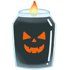 jack o lantern face halloween candle in glass jar