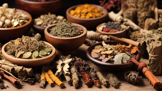 Group of chinese medicine herbs