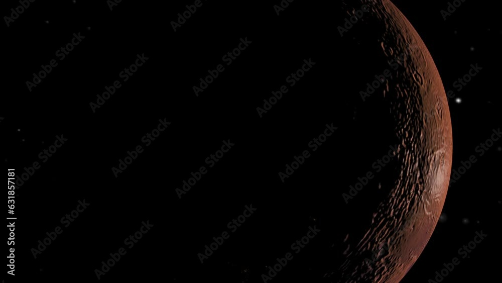 Wall mural 3d rendered animation of the planet mars isolated on the empty dark black space background