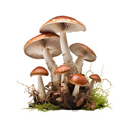 Full depth of field of an isolated mushroom on transparent backround with clipping path.