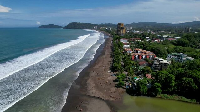 Beautiful aerial footage of Jaco Beach in Costa Rica and surf clases - Pro surfing