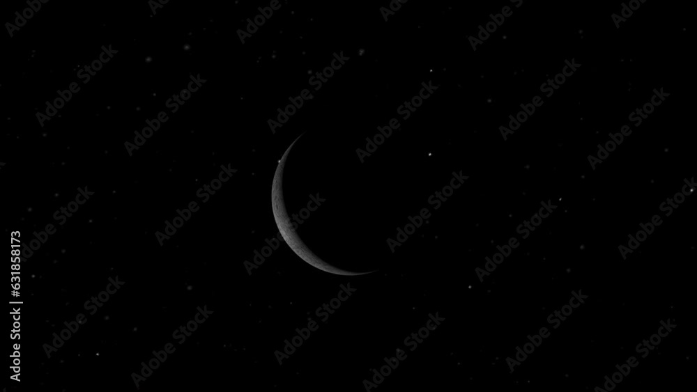 Wall mural 3d rendered animation of the moon isolated on the empty dark black space background