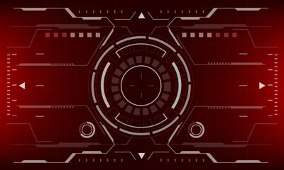 HUD sci-fi interface red screen view design virtual reality futuristic technology display vector