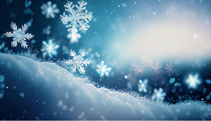 blue dreamy background with snowflakes
