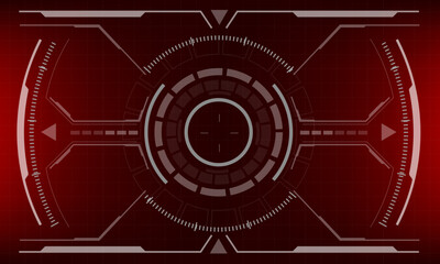 HUD sci-fi interface red screen view design virtual reality futuristic technology display vector