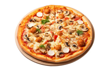Pizza super seafood isolated white background photo realistic PNG