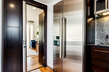 an luxury refrigerator on modern apartment interior