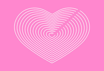 White Line Heart Illustration on a Pink Background: Minimalistic and Elegant Love Concept Depicted with Clean Lines and Soft Colors