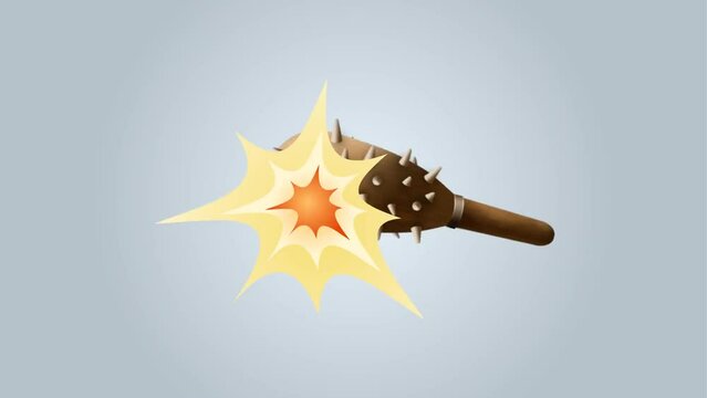 Spiked club bat mace background and 2d animation, smashed 