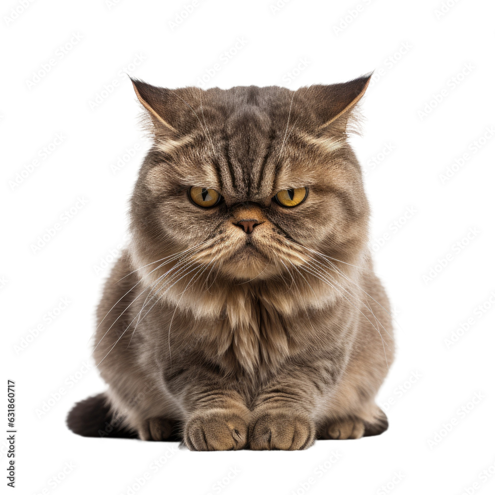 Canvas Prints Serious British cat, angry expression, isolated on transparent backround, facing camera.