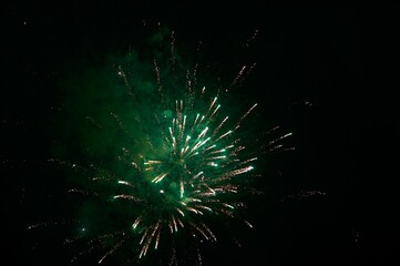 green firework on the national day of switzerland