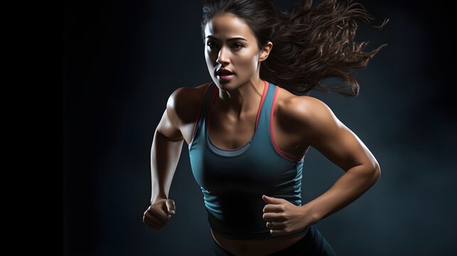 Sportliche Leidenschaft: Weibliche Athletin rennt zum Erfolg
