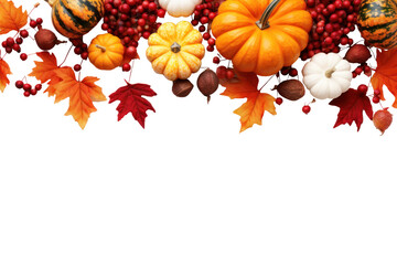 Autumn leaves and pumpkins frame, border