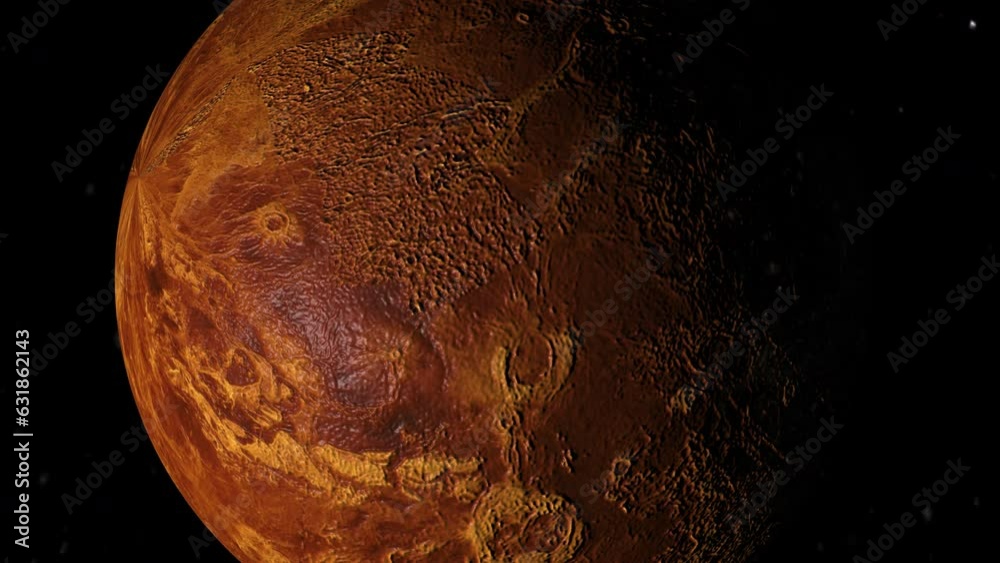Wall mural 3d rendered animation of the planet venus isolated on the empty black background