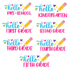 Hello School Svg Bundle, Back to School Svg, Teacher svg, School, School Shirt for Kids svg, Kids Shirt svg, hand-lettered, Cut File Cricut, Svg Files for Cricut

