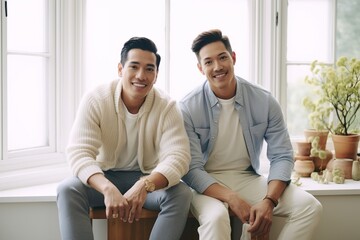 man couple gay love happy homosexual together male romantic boyfriend relationship two partner lover  friend modern generative ai