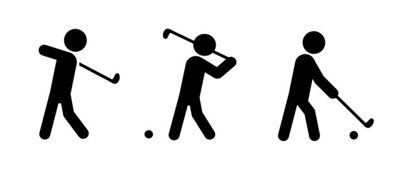 golf, golfer, golf player - vector illustration, icon, pictogram