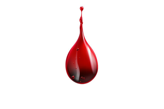 Red blood drop bright and shiny isolated on transparent background, PNG file. Vibrant blood drop, element isolated.