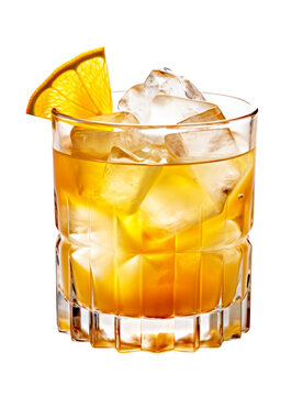 Whiskey Sour, Cocktail aus Whiskey Zitronensaft und Zucker, freigestellt, transparenter Hintergrund, Generative AI